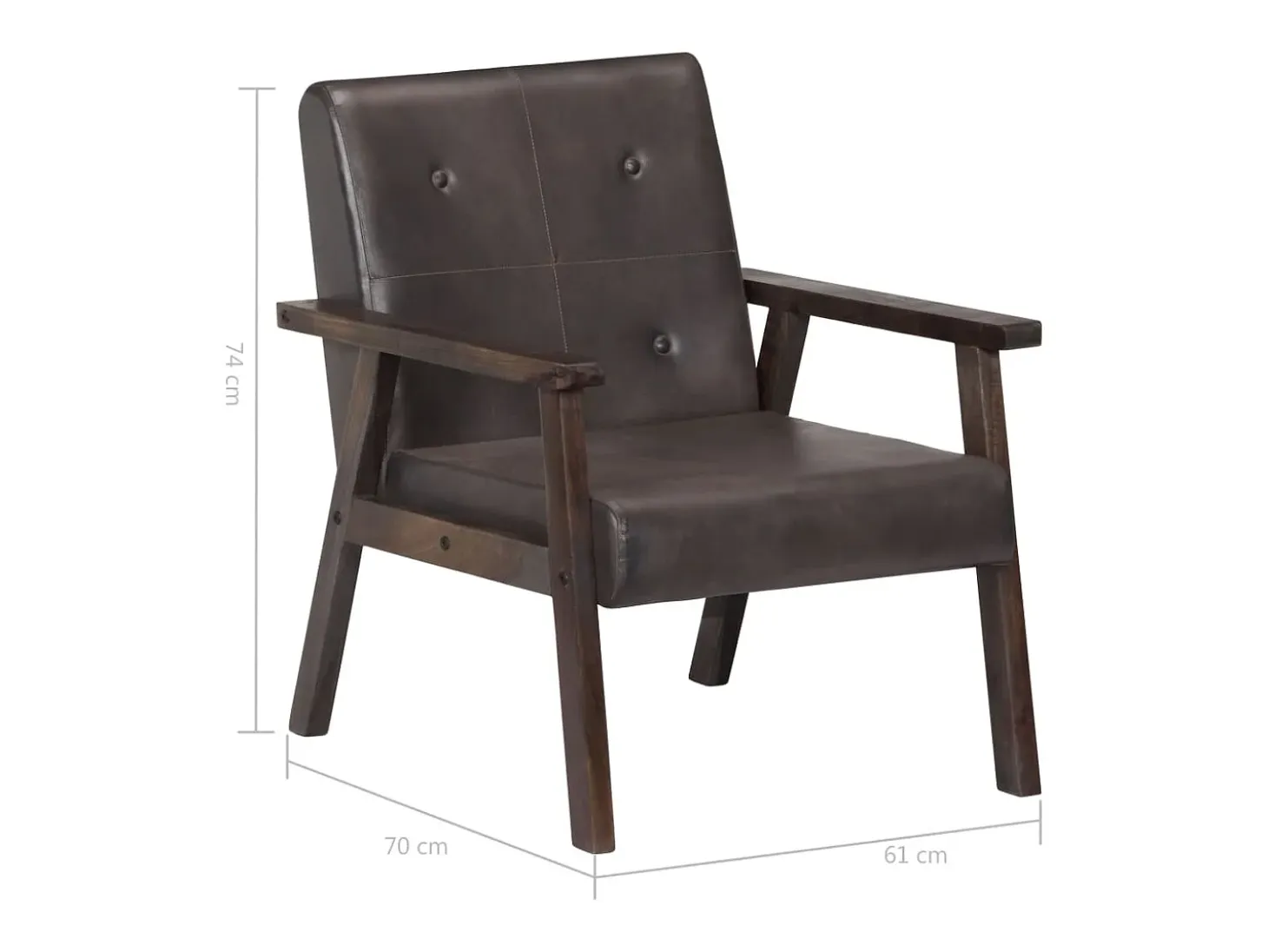 Sillón de cuero auténtico gris