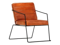 Sillón de cuero auténtico marrón canela