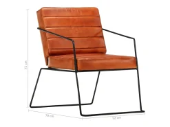 Sillón de cuero auténtico marrón canela