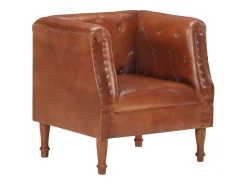 Sillón de cuero auténtico marrón