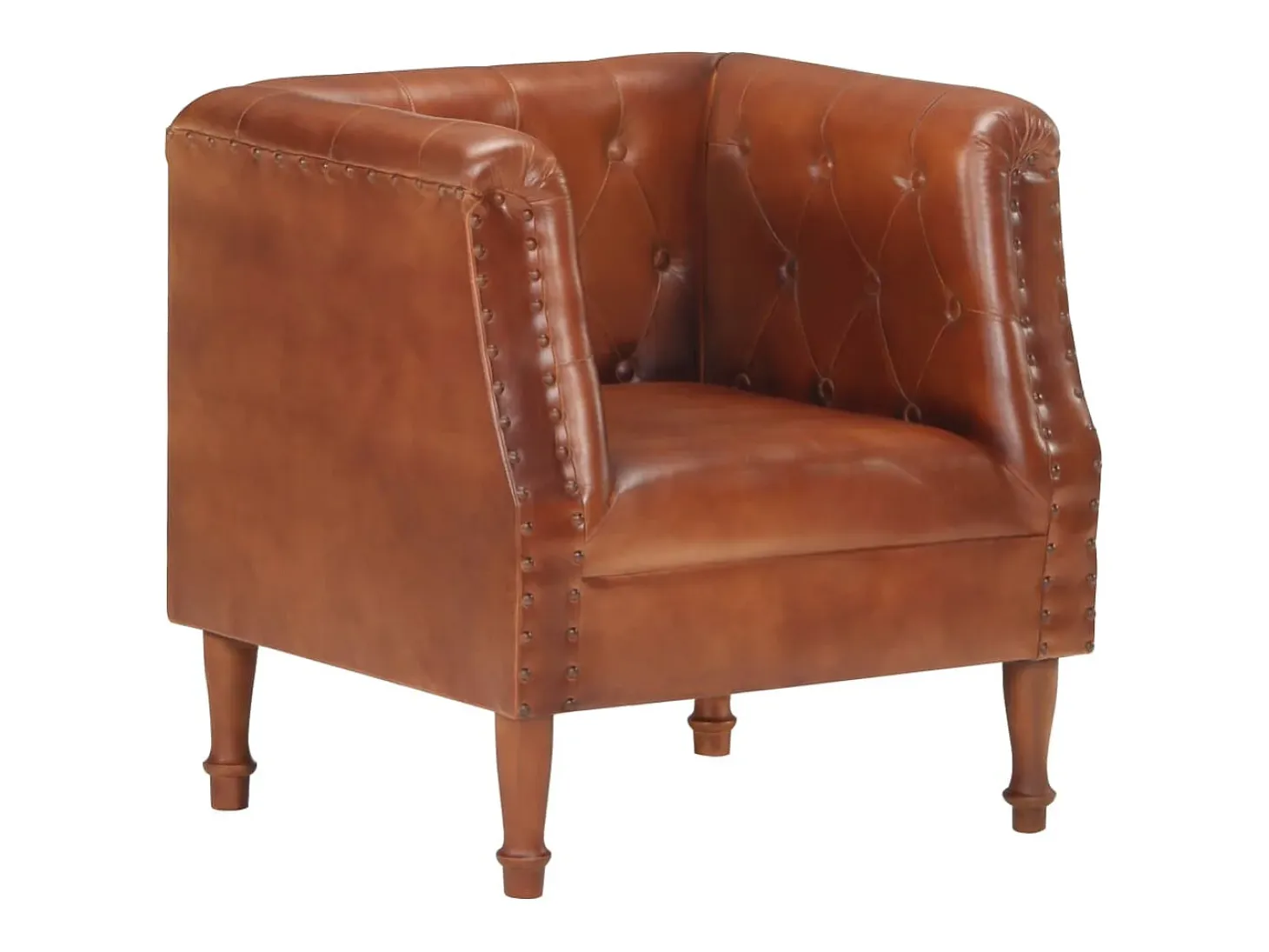 Sillón de cuero auténtico marrón