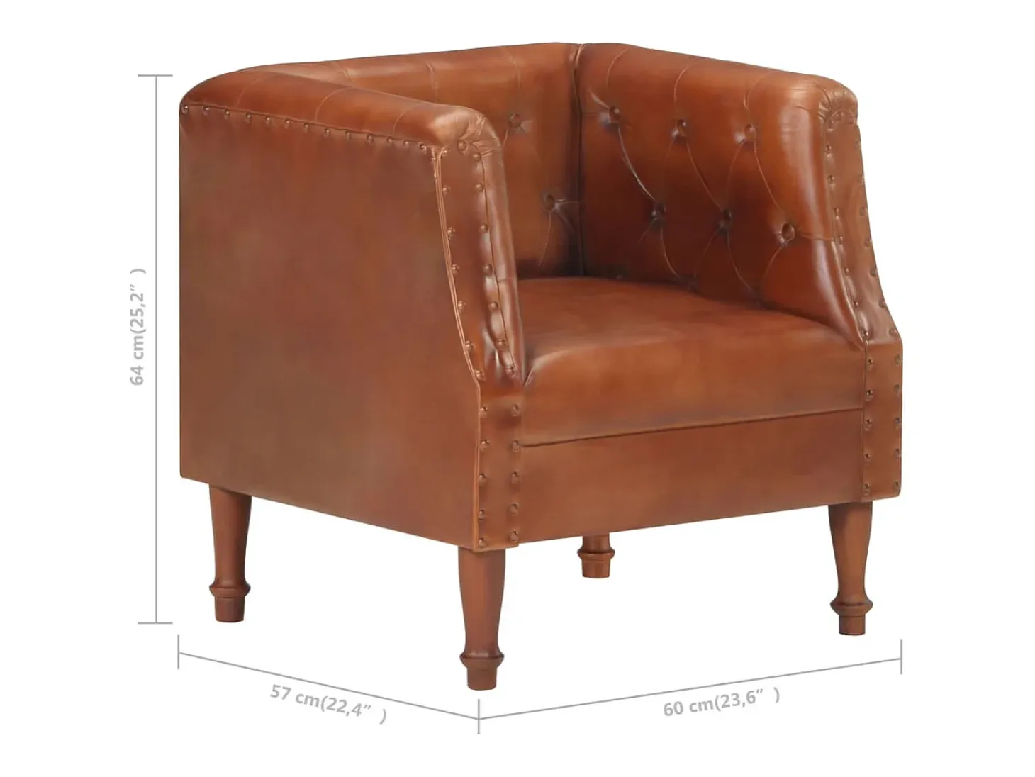 Sillón de cuero auténtico marrón