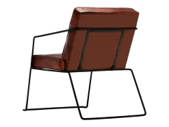 Sillón de cuero auténtico marrón oscuro