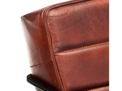 Sillón de cuero auténtico marrón oscuro