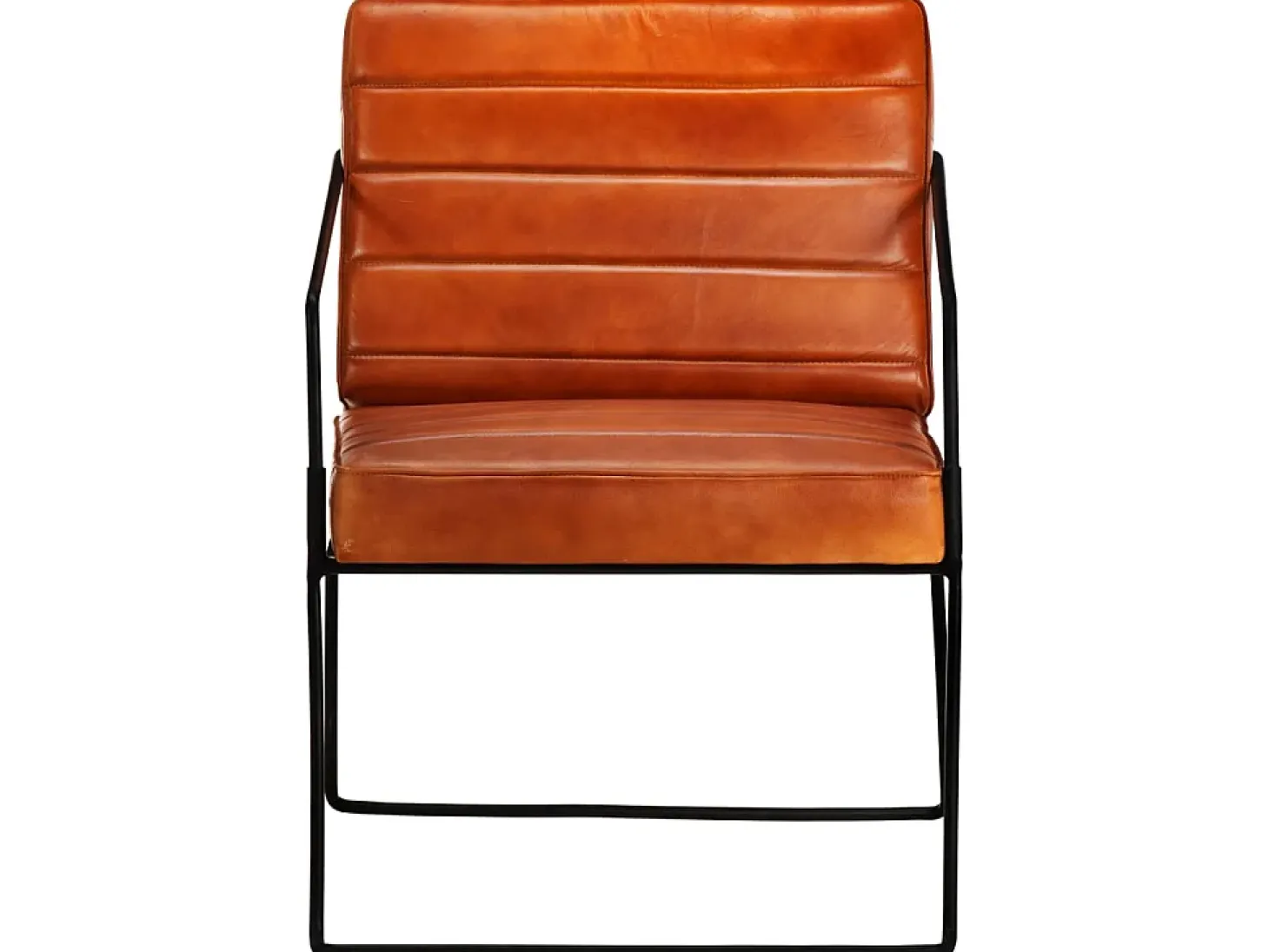 Sillón de cuero auténtico marrón canela ES18001