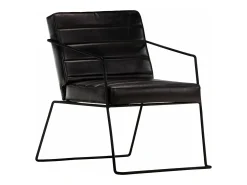 Sillón de cuero auténtico negro