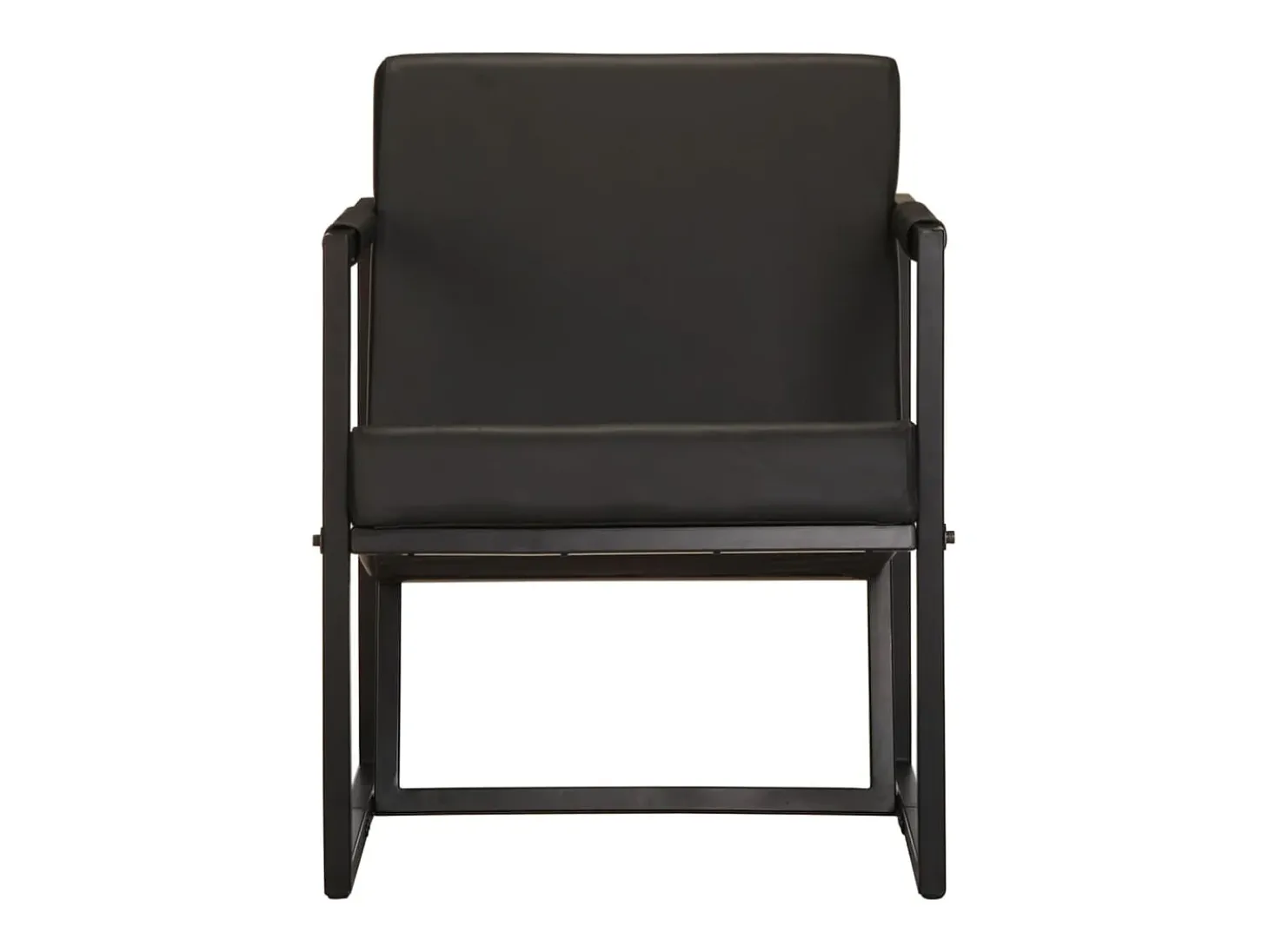 Sillón de cuero auténtico negro