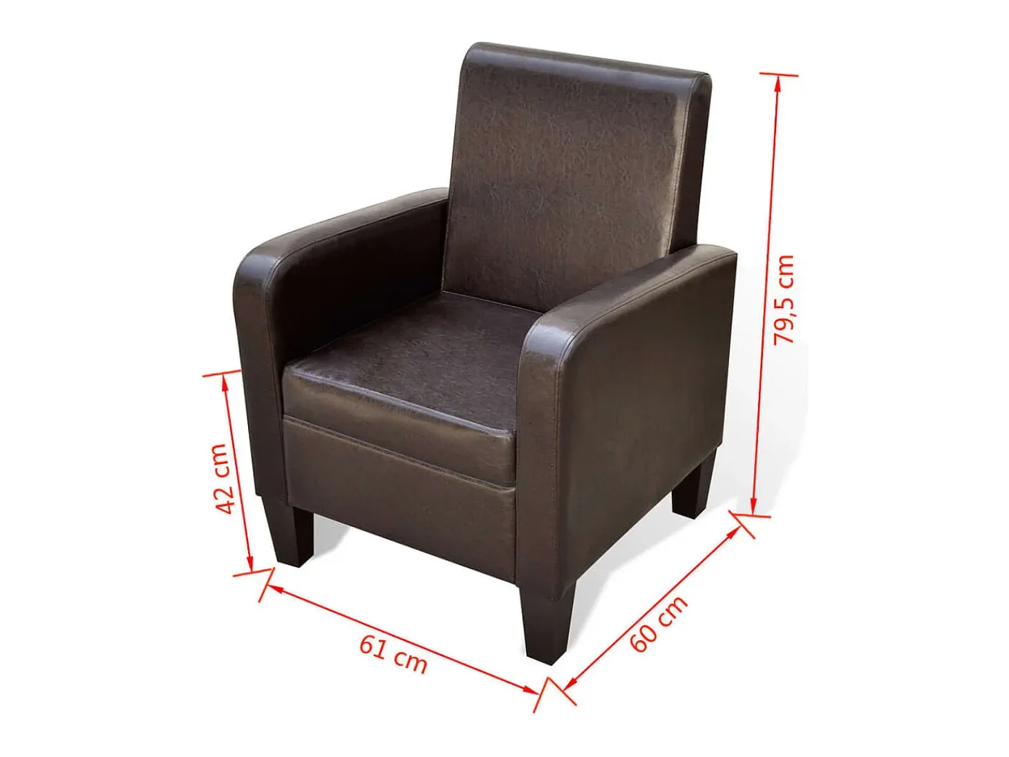 Sillón de cuero sintético marrón