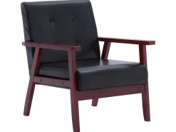 Sillón de cuero sintético negro ES60334