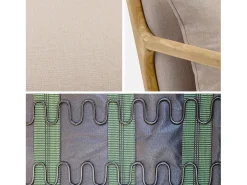 Sillón de diseño de madera y tela beige