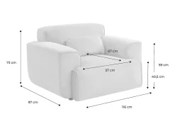 Sillón de pana con cojín gris beige