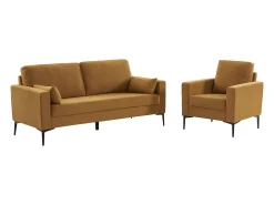 Sillón de pana y patas de metal ocre