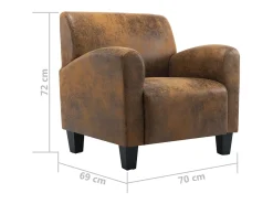 Sillón de piel de ante artificial marrón
