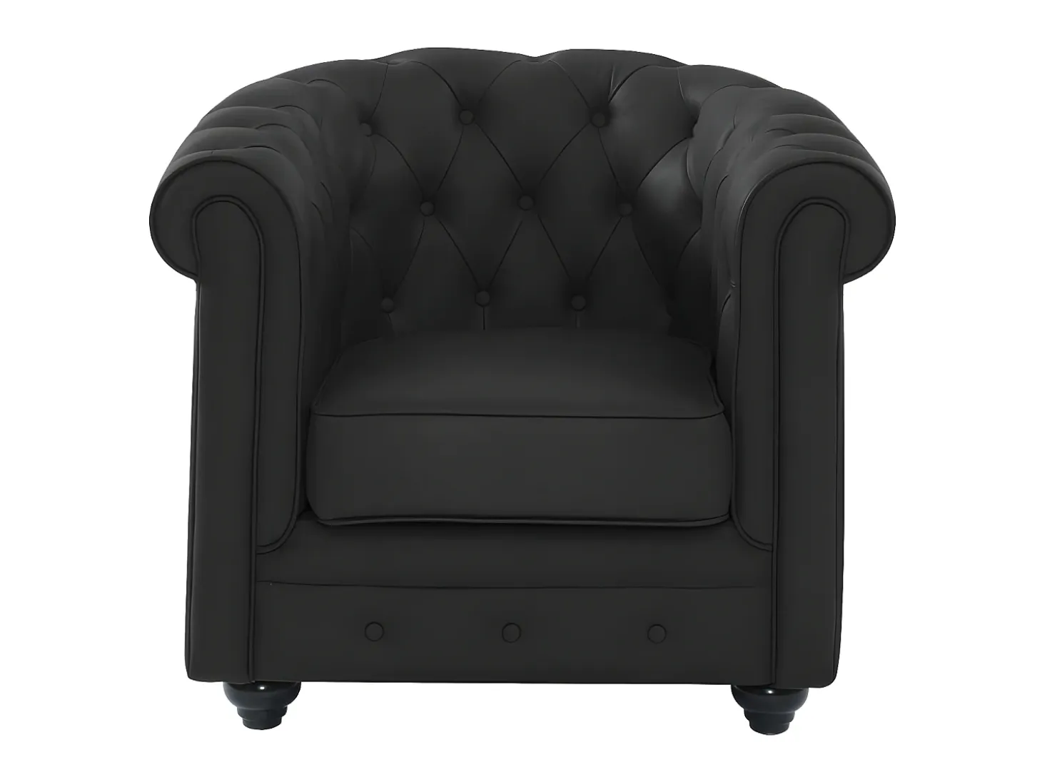 Sillón de piel de búfalo negro CHESTERFIELD
