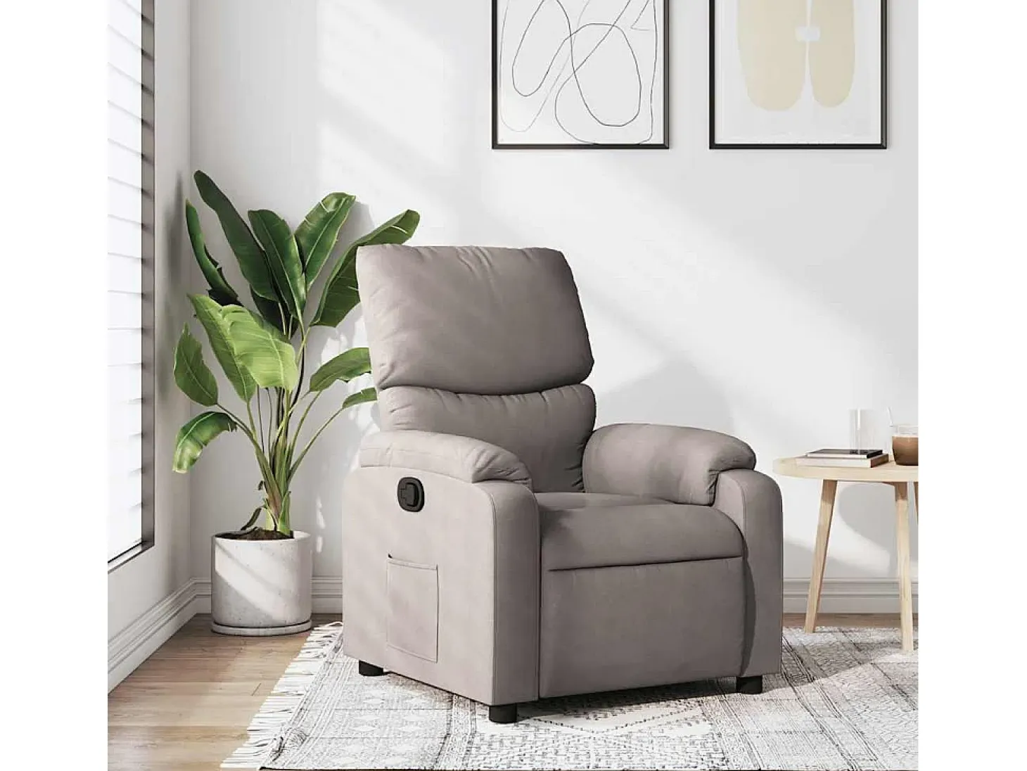 Sillón de relax | Silla | Sillón reclinable de tela gris taupe SHL2860