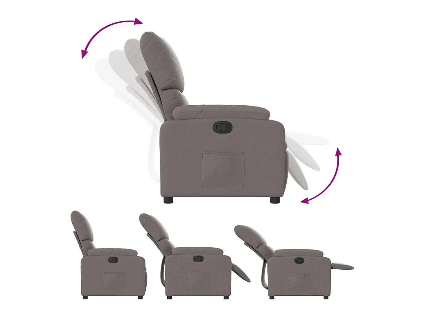 Sillón de relax | Silla | Sillón reclinable de tela gris taupe SHL2860