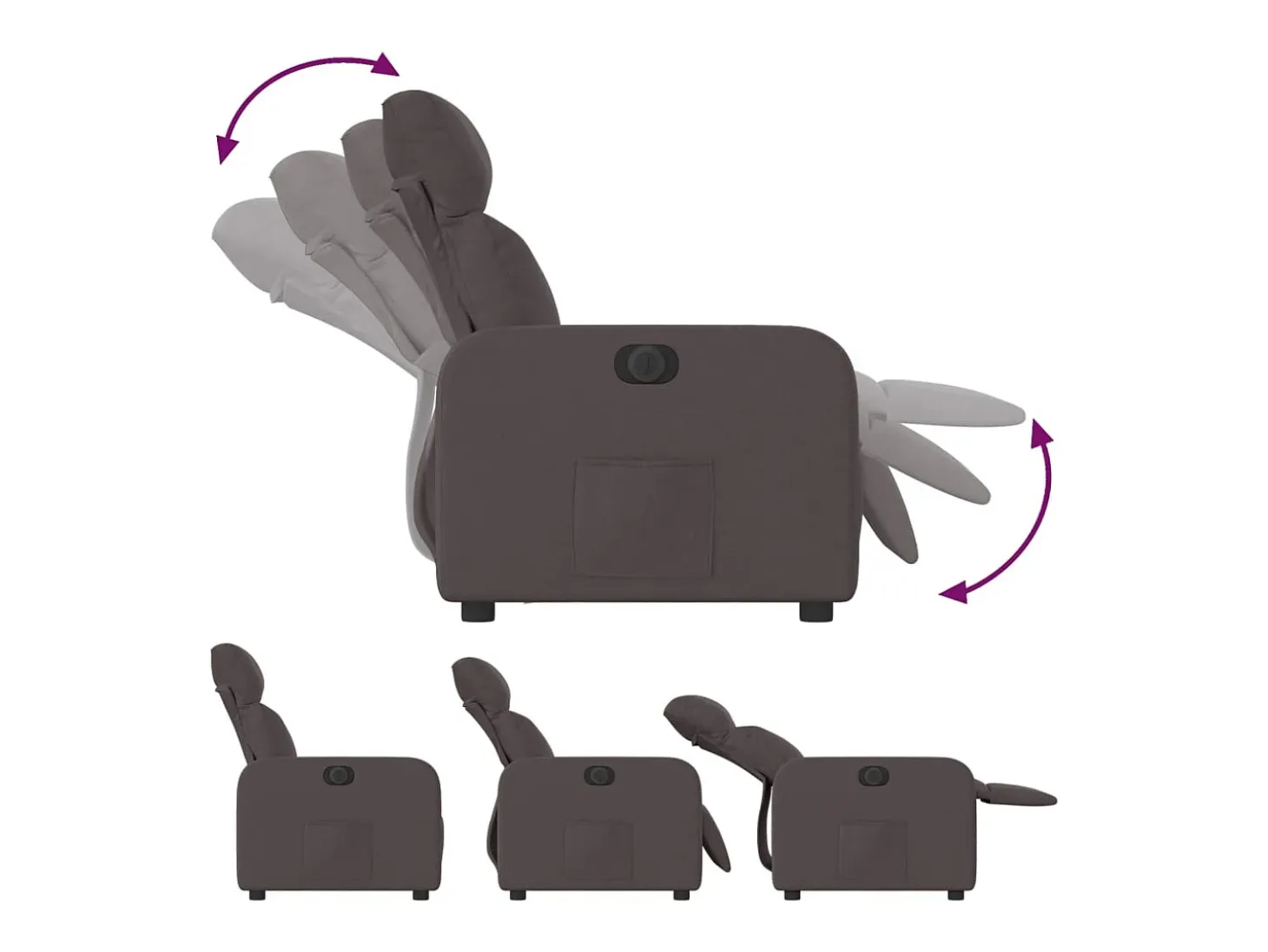 Sillón de relax | Silla | Sillón reclinable eléctrico tela marrón oscuro SHL3804