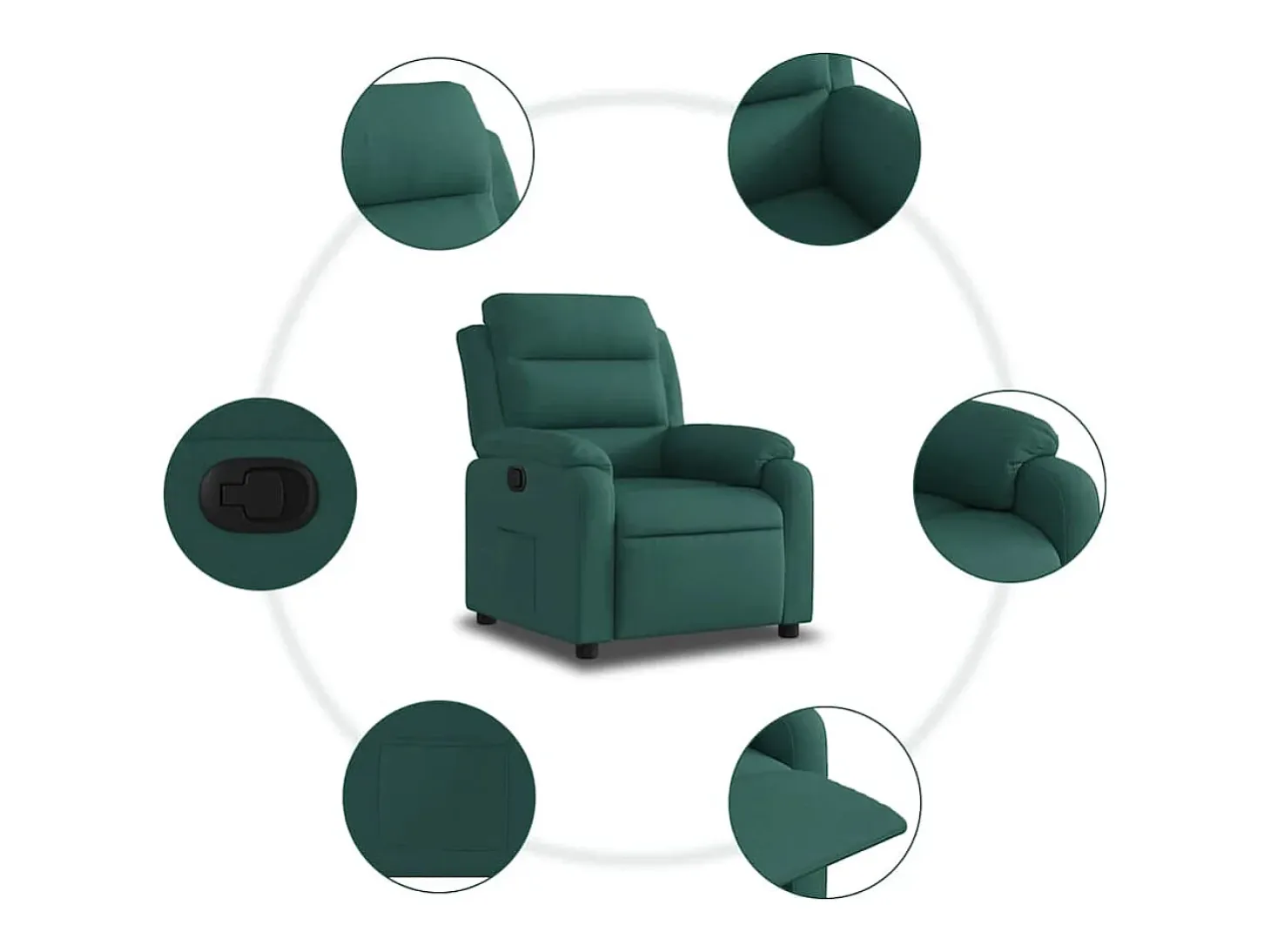 Sillón de relax | Silla | Sillón reclinable de tela verde oscuro SHL4912