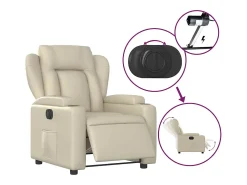 Sillón de relax | Silla | Sillón reclinable eléctrico de cuero sintético crema SHL3070