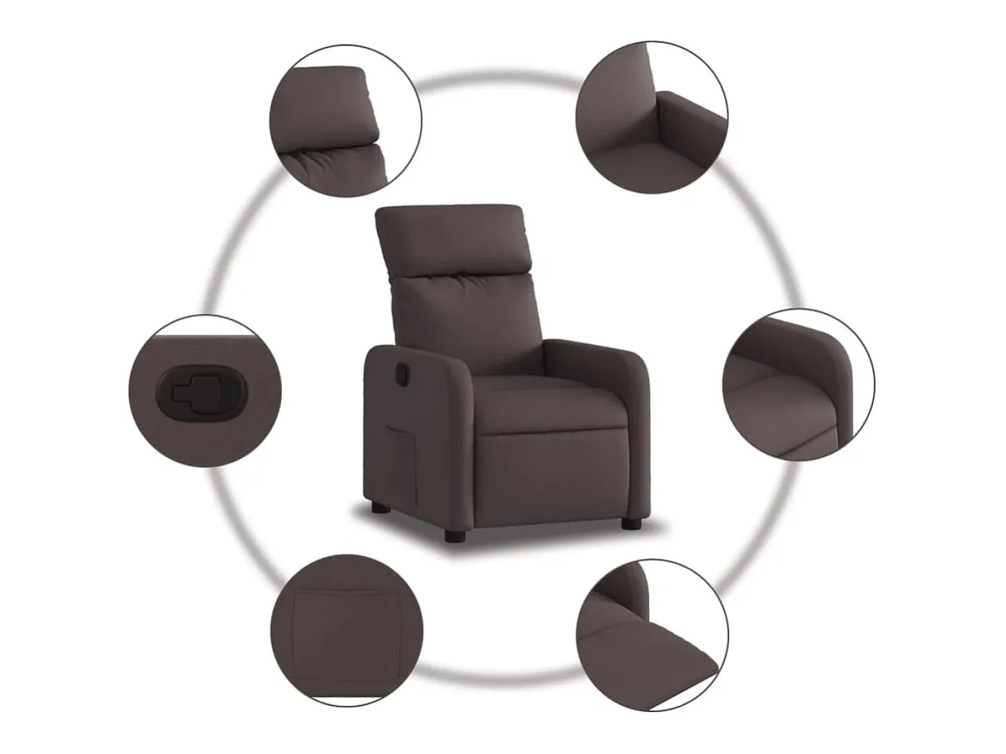 Sillón de relax | Silla | Sillón reclinable de tela marrón oscuro SHL6057