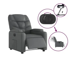 Sillón de relax | Silla | Sillón reclinable eléctrico de cuero sintético gris SHL2483