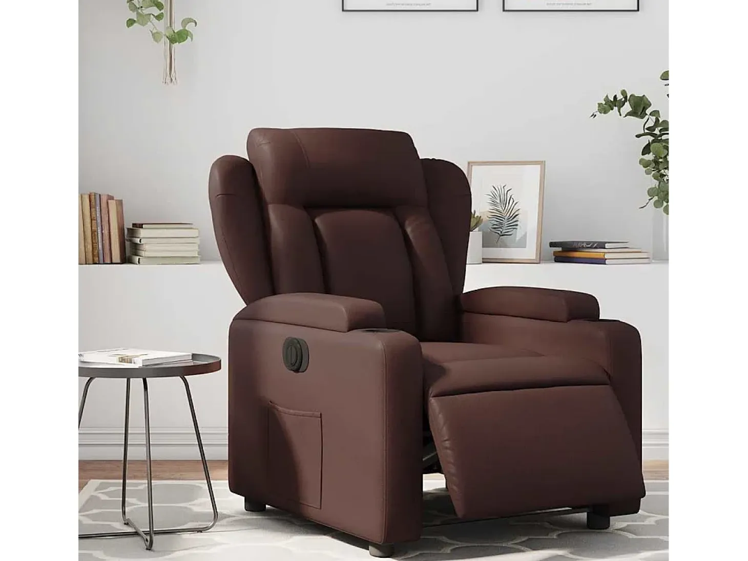 Sillón de relax | Silla | Sillón reclinable eléctrico de cuero sintético marrón SHL7229