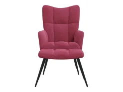 Sillón de relax | Silla de relax con taburete terciopelo rojo tinto SHL3204