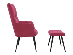 Sillón de relax | Silla de relax con taburete terciopelo rojo tinto SHL3204