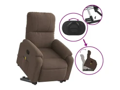 Sillón de relax | Sillón reclinable de masaje elevable tela de microfibra marrón SHL5787