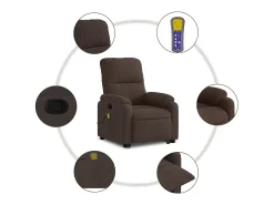 Sillón de relax | Sillón reclinable de masaje elevable tela de microfibra marrón SHL5787