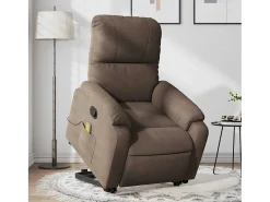 Sillón de relax | Sillón reclinable de masaje elevable tela de microfibra marrón SHL5787