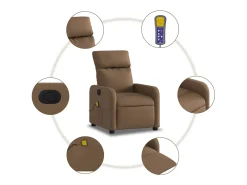 Sillón de relax | Sillón reclinable con masaje de tela marrón SHL7233