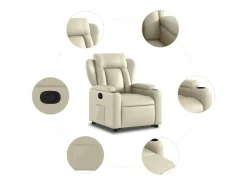 Sillón de relax | Sillón reclinable elevable cuero artificial color crema SHL4404