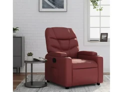 Sillón de relax | Sillón reclinable de cuero sintético rojo tinto SHL3354