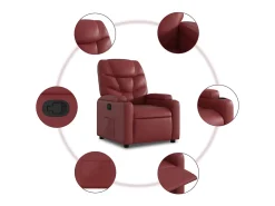 Sillón de relax | Sillón reclinable de cuero sintético rojo tinto SHL3354