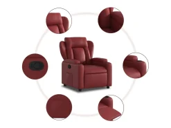 Sillón de relax | Sillón reclinable de cuero sintético rojo tinto SHL8150