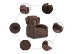 Sillón de relax | Sillón reclinable de cuero sintético marrón SHL6989
