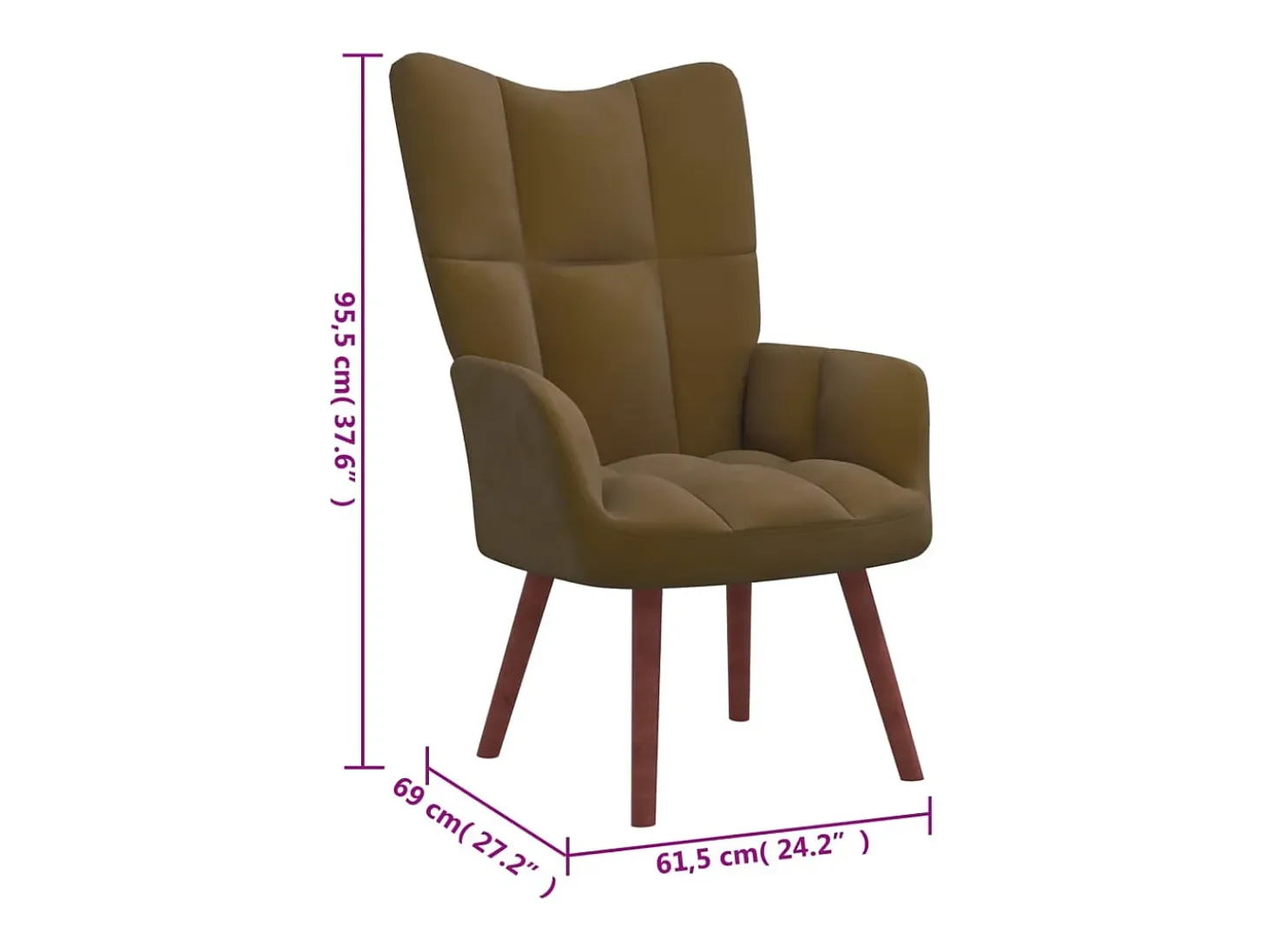 Sillón de relax de terciopelo marrón
