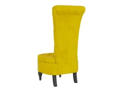 Sillón de respaldo alto con botones terciopelo amarillo
