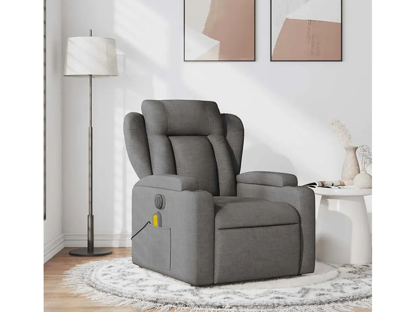 Sillón de salón | Silla | Sillón de masaje reclinable de tela gris oscuro SHL3764