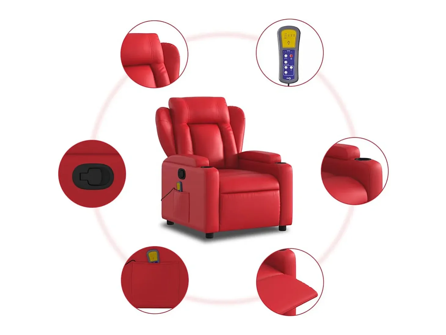 Sillón de salón | Silla | Sillón de masaje reclinable cuero sintético rojo SHL5160