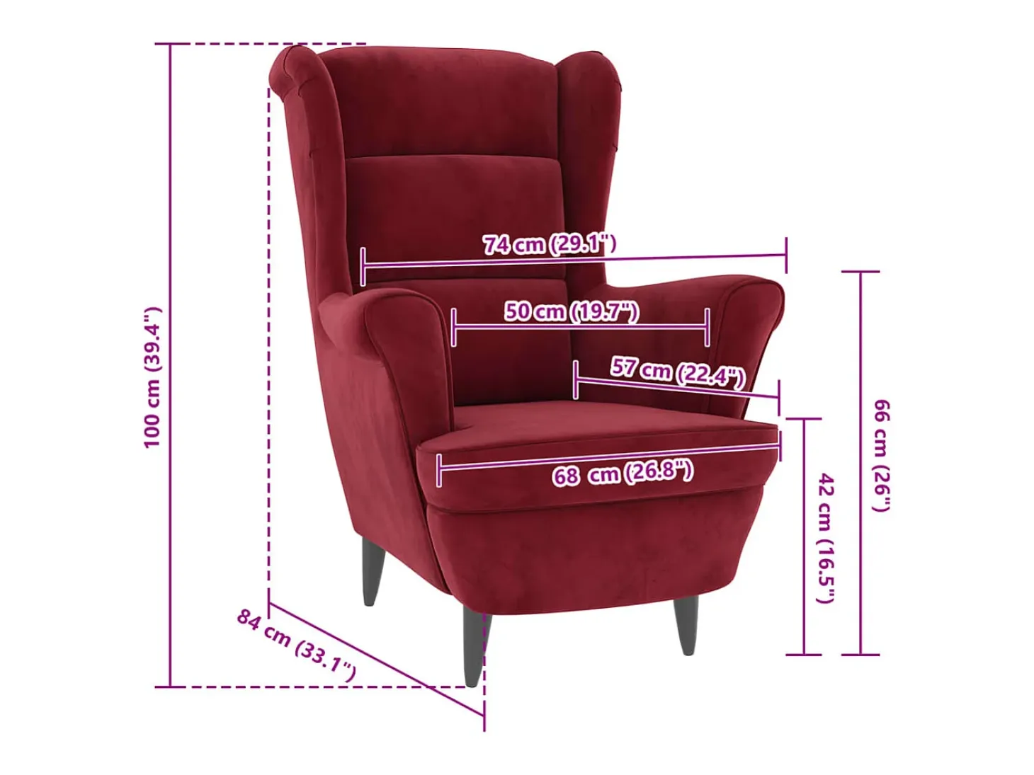 Sillón de salón | Silla de relax | Sillón de tela color vino SHL5494