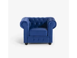Sillón de salón de estilo clásico Chesterfield de terciopelo Coventry - Azul Marino