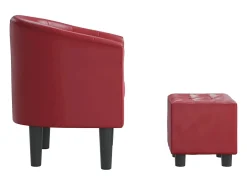 Sillón de salón diseño de cubo con reposapiés cuero sintético rojo tinto SHL3561