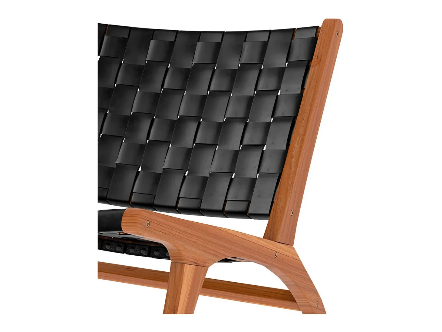 Sillón de teca y cuero tejido negro - Kuna