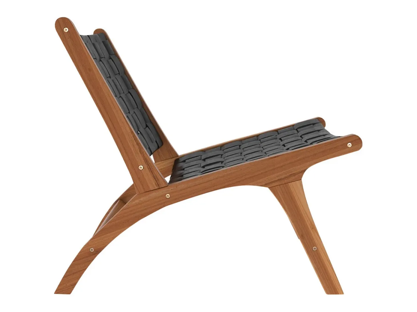 Sillón de teca y cuero tejido negro - Kuna