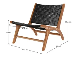 Sillón de teca y cuero tejido negro - Kuna