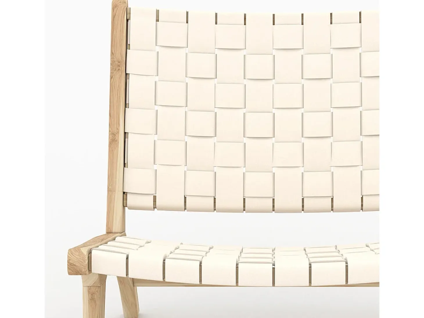Sillón de teca y cuero trenzado blanco - Kuna