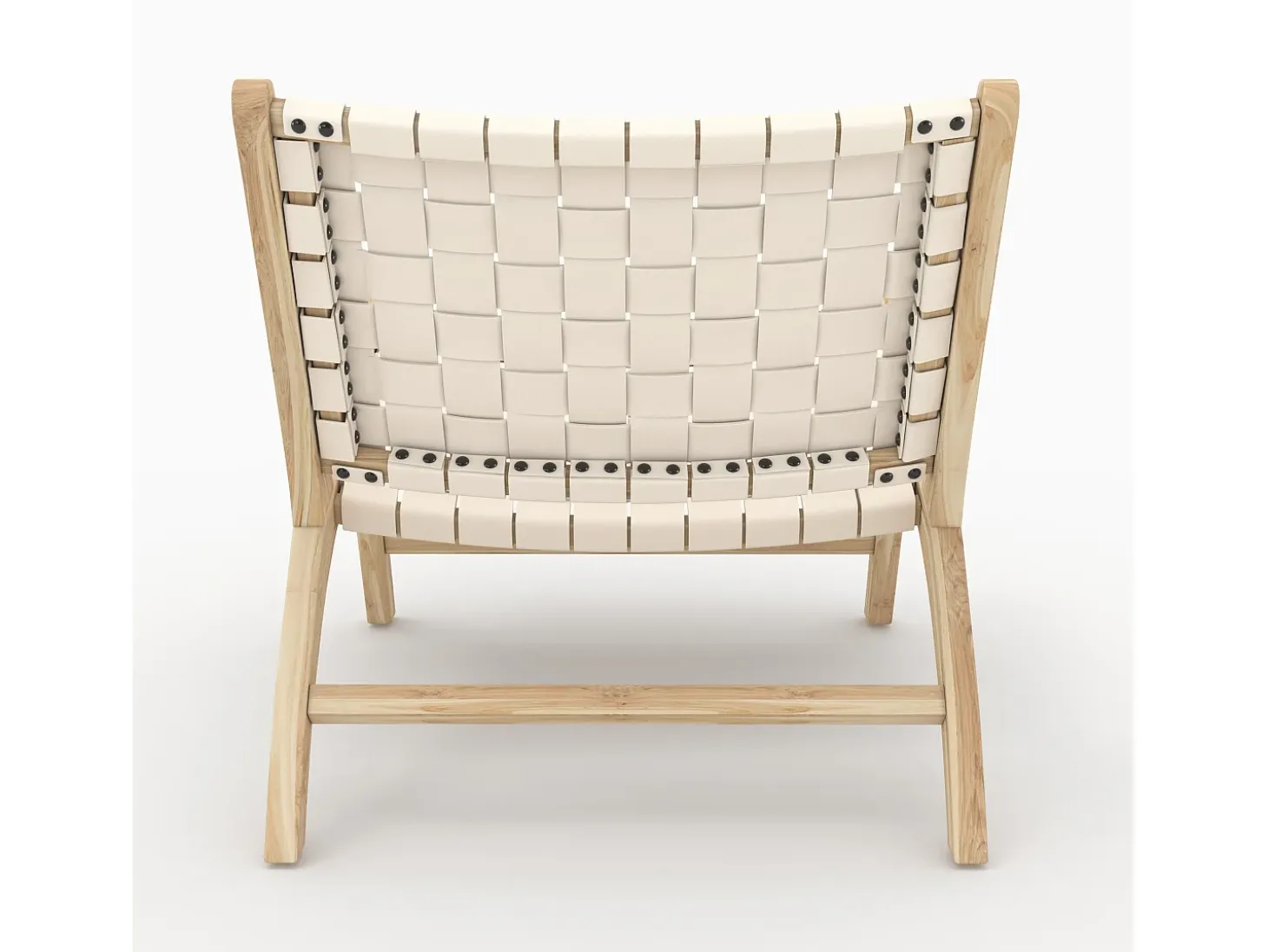 Sillón de teca y cuero trenzado blanco - Kuna