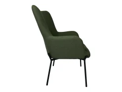 Sillón de tejido bouclé tela verde caqui con reposapiés EIRA